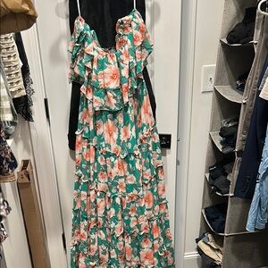 Lulu's Green Maxi Sundress with Long Sleeves and Ruched Wrap Design